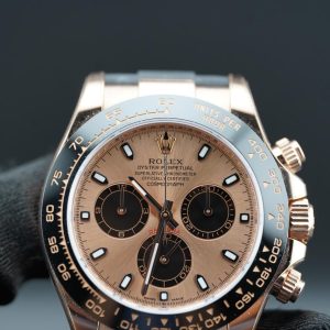 Rolex Daytona Cosmograph Daytona Pink Dial Rose Gold Oysterflex 116515LN Box & Papers