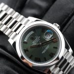 Rolex Day-Date 40 40mm Platinum Smooth Bezel Olive Green Roman Dial