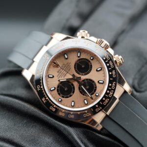 Rolex Daytona Cosmograph Daytona Pink Dial Rose Gold Oysterflex 116515LN Box & Papers